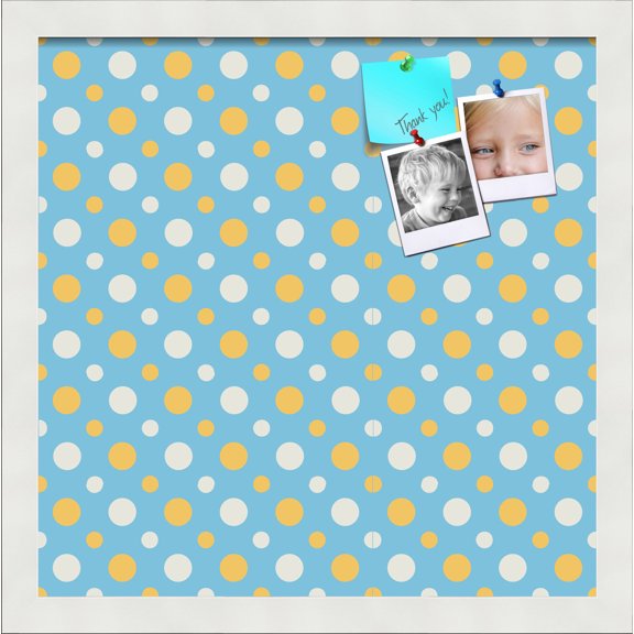 PinPix 15x15 Custom Cork Bulletin Board Blue - White Dots Poster Board Has a Fabric Style Canvas Finish, Framed in Blue - White Dots, by ArtToFrames (PinPix-345)