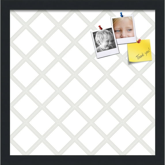 PinPix 15x15 Custom Cork Bulletin Board Diamond Modern Pattern Grey White Poster Board Has a Fabric Style Canvas Finish, Framed in Diamond Modern Pattern Grey White, by ArtToFrames (PinPix-1803)