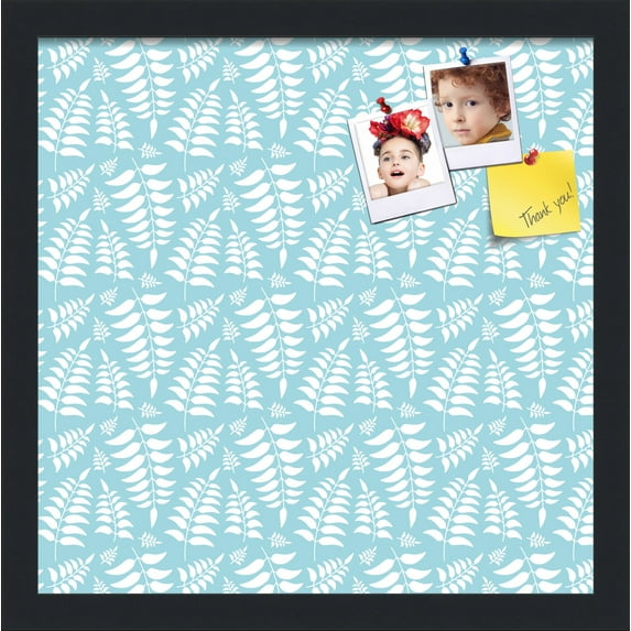 PinPix 15x15 Custom Cork Bulletin Board Fern Lt Blue Poster Board Has a Fabric Style Canvas Finish, Framed in Fern Lt Blue, by ArtToFrames (PinPix-1581)