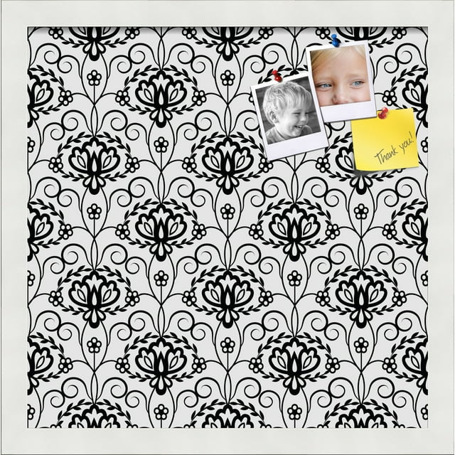 PinPix 15x15 Custom Cork Bulletin Board Grand Floral Motif Poster Board Has a Fabric Style Canvas Finish, Framed in Grand Floral Motif, by ArtToFrames (PinPix-181)