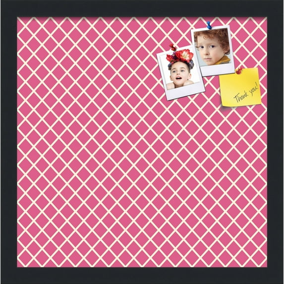 PinPix 15x15 Custom Cork Bulletin Board Hot Pink Diamond Poster Board Has a Fabric Style Canvas Finish, Framed in Hot Pink Diamond, by ArtToFrames (PinPix-302)