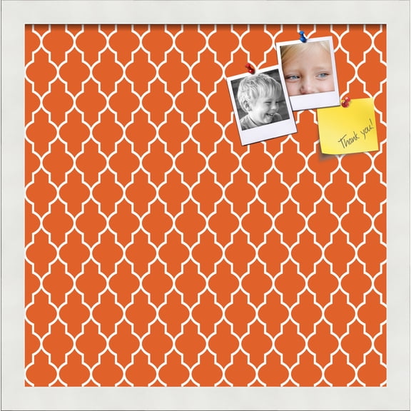 PinPix 15x15 Custom Cork Bulletin Board Quarterfoil Orange Poster Board Has a Fabric Style Canvas Finish, Framed in Quarterfoil Orange, by ArtToFrames (PinPix-328)