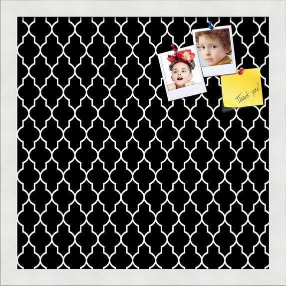 PinPix 15x15 Custom Cork Bulletin Board Quatrefoil Black Poster Board Has a Fabric Style Canvas Finish, Framed in Quatrefoil Black, by ArtToFrames (PinPix-116)