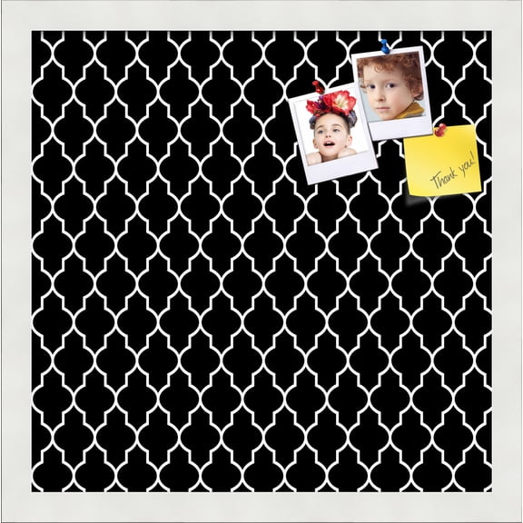 PinPix 15x15 Custom Cork Bulletin Board Quatrefoil Black Poster Board Has a Fabric Style Canvas Finish, Framed in Quatrefoil Black, by ArtToFrames (PinPix-116)