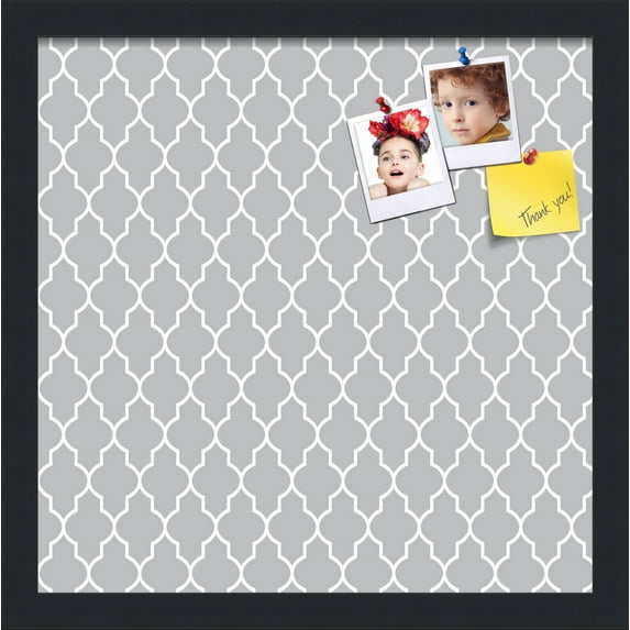 PinPix 15x15 Custom Cork Bulletin Board Quatrefoil Grey Poster Board Has a Fabric Style Canvas Finish, Framed in Quatrefoil Grey, by ArtToFrames (PinPix-284)