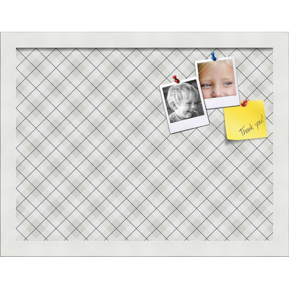 PinPix 16x12 Custom Cork Bulletin Board Argyle Gray Poster Board Has a Fabric Style Canvas Finish, Framed in Argyle Gray, by ArtToFrames (PinPix-638)