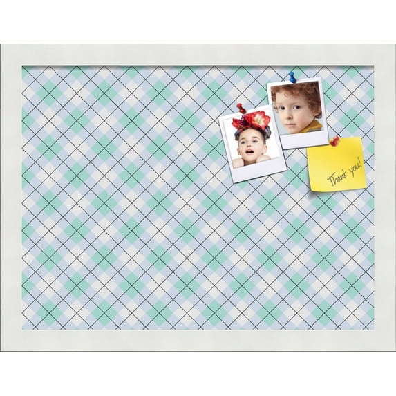 PinPix 16x12 Custom Cork Bulletin Board Argyle Purple - Green Poster Board Has a Fabric Style Canvas Finish, Framed in Argyle Purple - Green, by ArtToFrames (PinPix-640)
