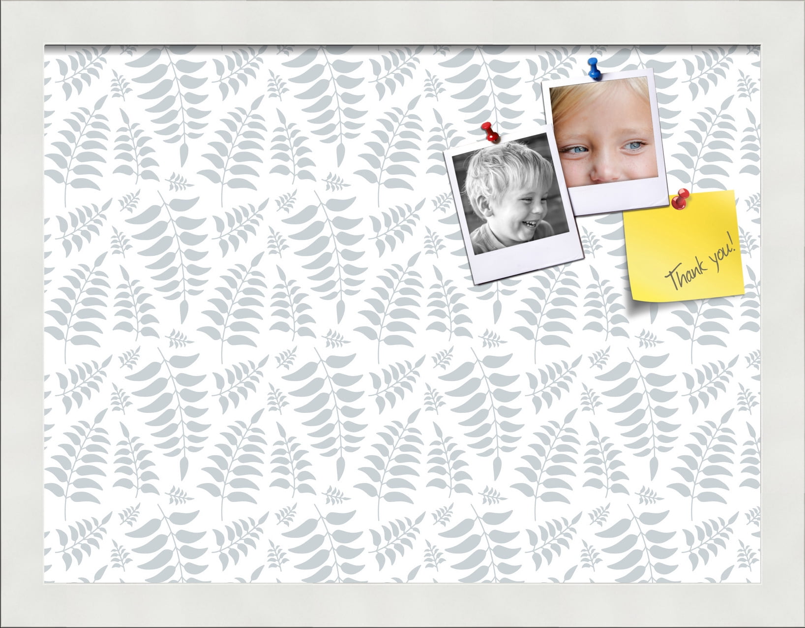 PinPix 16x12 Custom Cork Bulletin Board Fern Lt Grey Poster Board Has a Fabric Style Canvas Finish, Framed in Fern Lt Grey, by ArtToFrames (PinPix-1584)