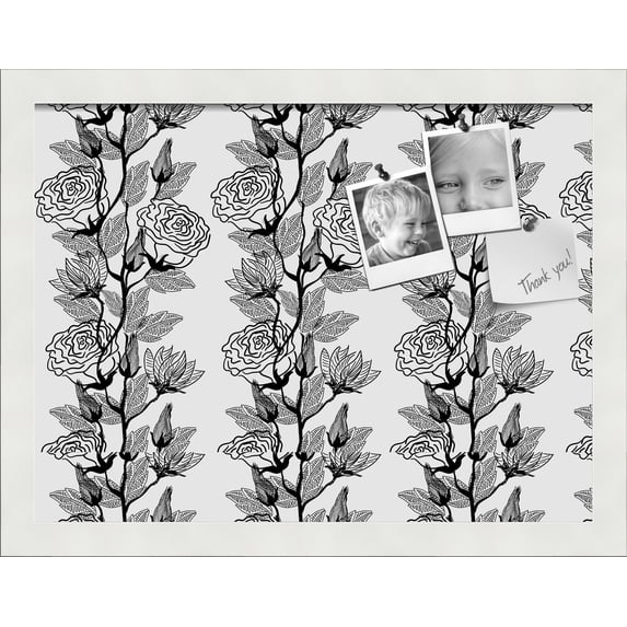 PinPix 16x12 Custom Cork Bulletin Board Floral Design Continuous Roses Poster Board Has a Fabric Style Canvas Finish, Framed in Floral Design Continuous Roses, by ArtToFrames (PinPix-204)