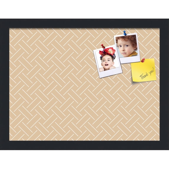 PinPix 16x12 Custom Cork Bulletin Board Lattice Beige Poster Board Has a Fabric Style Canvas Finish, Framed in Lattice Beige, by ArtToFrames (PinPix-1820)