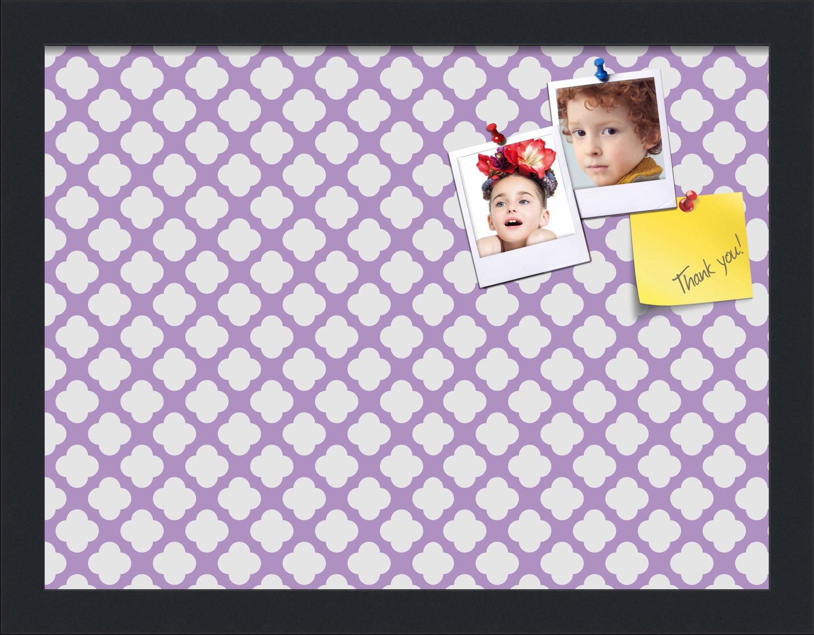 PinPix 16x12 Custom Cork Bulletin Board Light Purple Clover Poster Board Has a Fabric Style Canvas Finish, Framed in Light Purple Clover, by ArtToFrames (PinPix-539)