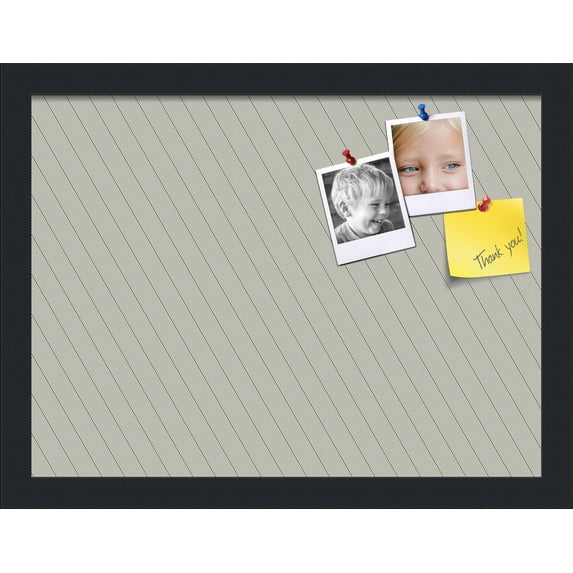 PinPix 16x12 Custom Cork Bulletin Board Lux Stripes Pewter Poster Board Has a Fabric Style Canvas Finish, Framed in Lux Stripes Pewter, by ArtToFrames (PinPix-1671)