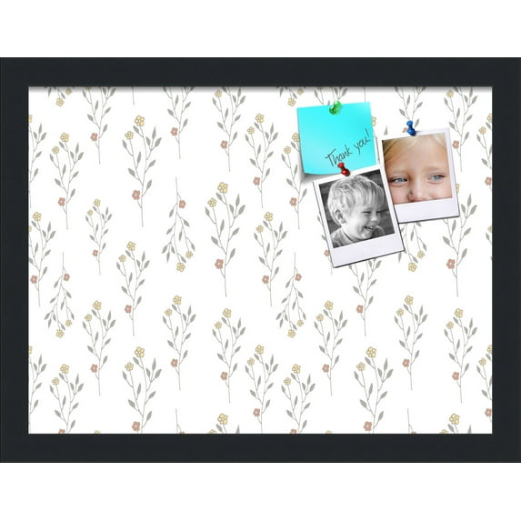 PinPix 16x12 Custom Cork Bulletin Board Vintage Botanical Pewter Poster Board Has a Fabric Style Canvas Finish, Framed in Vintage Botanical Pewter, by ArtToFrames (PinPix-1595)