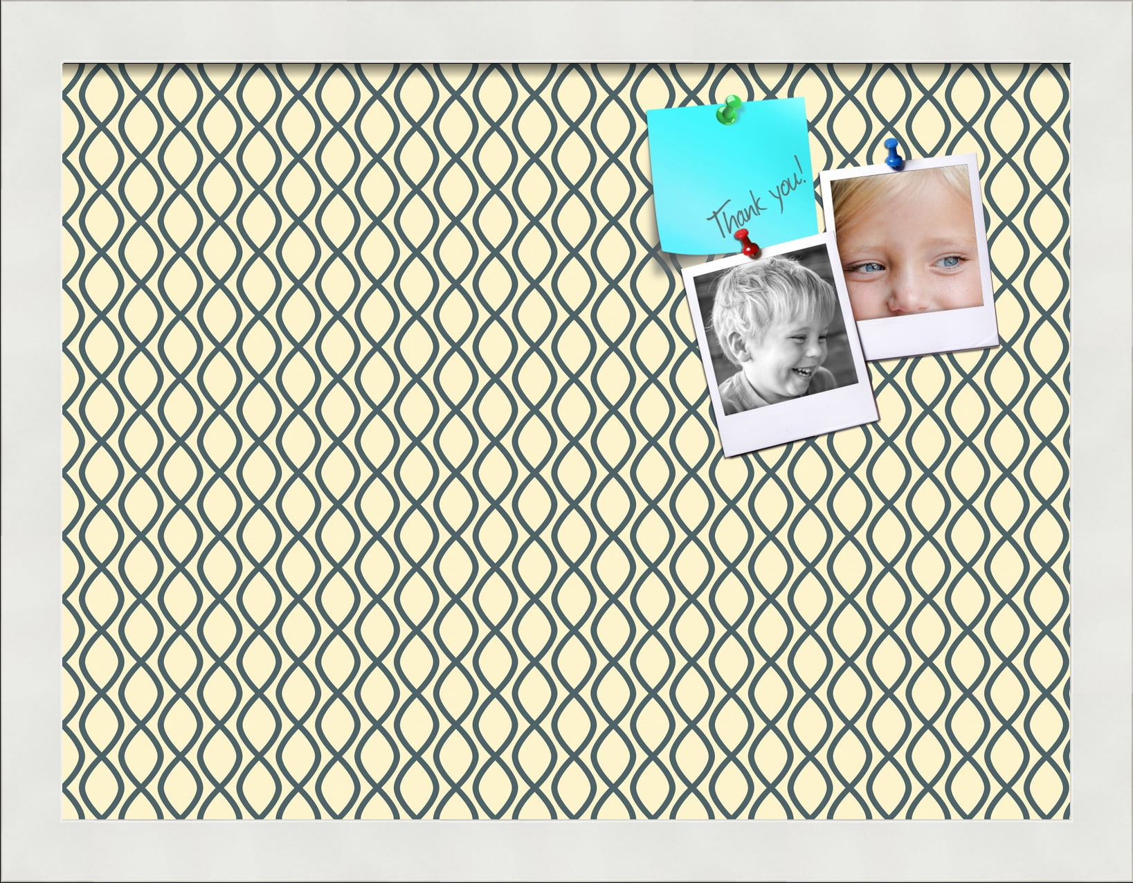 PinPix 16x12 Custom Cork Bulletin Board Yellow And Blue Waves Poster Board Has a Fabric Style Canvas Finish, Framed in Yellow And Blue Waves, by ArtToFrames (PinPix-321)