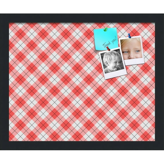 PinPix 16x13 Custom Cork Bulletin Board Argyle Red Poster Board Has a Fabric Style Canvas Finish, Framed in Argyle Red, by ArtToFrames (PinPix-646)