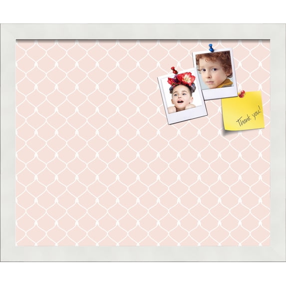 PinPix 16x13 Custom Cork Bulletin Board Baby Pink Chain Poster Board Has a Fabric Style Canvas Finish, Framed in Baby Pink Chain, by ArtToFrames (PinPix-575)