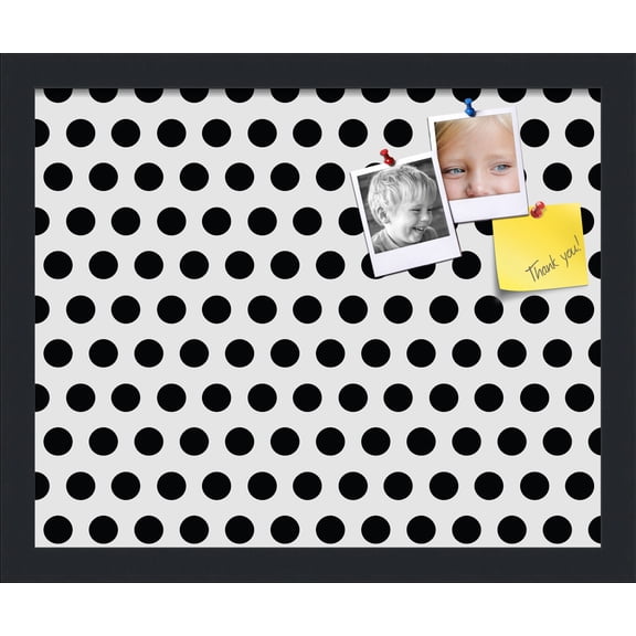 PinPix 16x13 Custom Cork Bulletin Board Black Polka Dot Poster Board Has a Fabric Style Canvas Finish, Framed in Black Polka Dot, by ArtToFrames (PinPix-200)