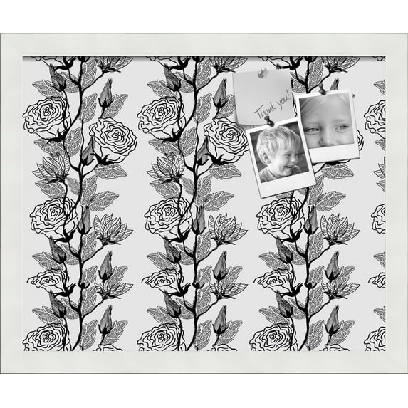 PinPix 16x13 Custom Cork Bulletin Board Floral Design Continuous Roses Poster Board Has a Fabric Style Canvas Finish, Framed in Floral Design Continuous Roses, by ArtToFrames (PinPix-204)