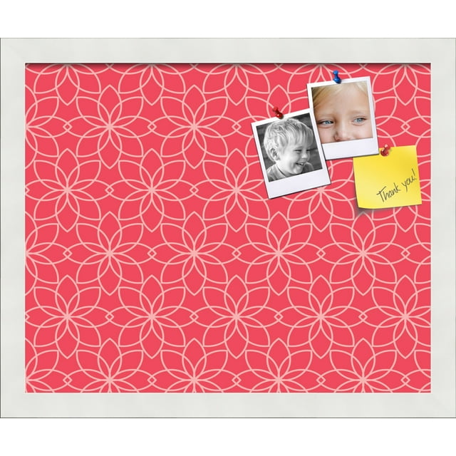 PinPix 16x13 Custom Cork Bulletin Board Floral Pink Poster Board Has a Fabric Style Canvas Finish, Framed in Floral Pink, by ArtToFrames (PinPix-549)