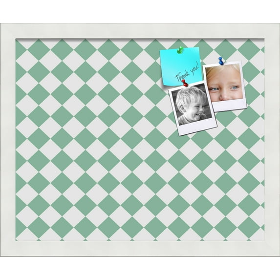PinPix 16x13 Custom Cork Bulletin Board Green - White Diamond Poster Board Has a Fabric Style Canvas Finish, Framed in Green - White Diamond, by ArtToFrames (PinPix-330)