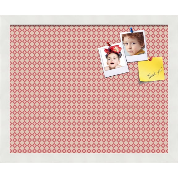 PinPix 16x13 Custom Cork Bulletin Board Pink - Beige Diamond Poster Board Has a Fabric Style Canvas Finish, Framed in Pink - Beige Diamond, by ArtToFrames (PinPix-290)