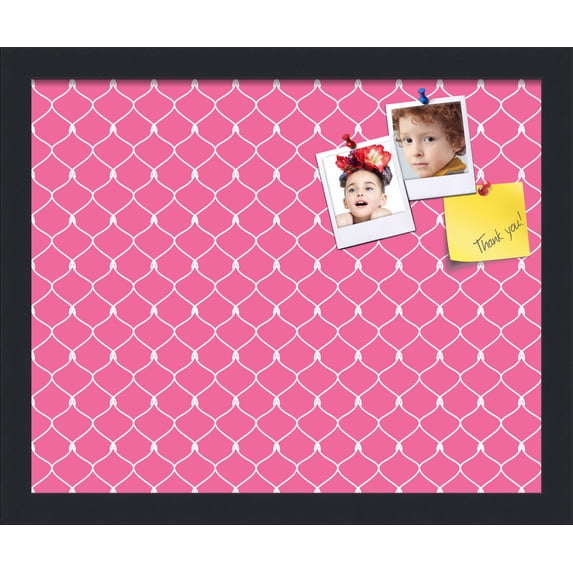 PinPix 16x13 Custom Cork Bulletin Board Pink Chain Poster Board Has a Fabric Style Canvas Finish, Framed in Pink Chain, by ArtToFrames (PinPix-578)