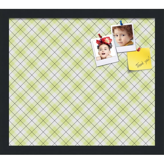 PinPix 16x14 Custom Cork Bulletin Board Argyle Light Yellow Poster Board Has a Fabric Style Canvas Finish, Framed in Argyle Light Yellow, by ArtToFrames (PinPix-642)