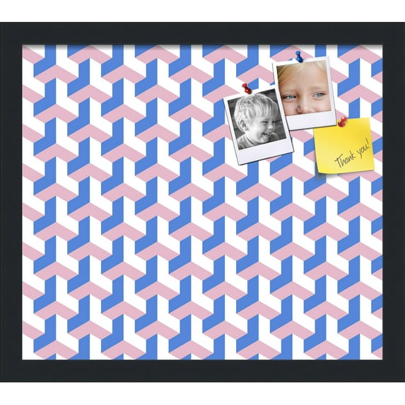 PinPix 16x14 Custom Cork Bulletin Board Baus Blue Pink Poster Board Has a Fabric Style Canvas Finish, Framed in Baus Blue Pink, by ArtToFrames (PinPix-1627)