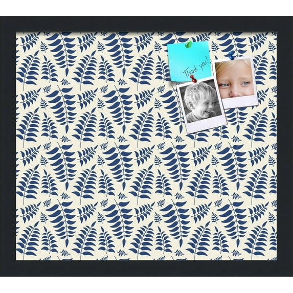 PinPix 16x14 Custom Cork Bulletin Board Fern Navy Poster Board Has a Fabric Style Canvas Finish, Framed in Fern Navy, by ArtToFrames (PinPix-1583)