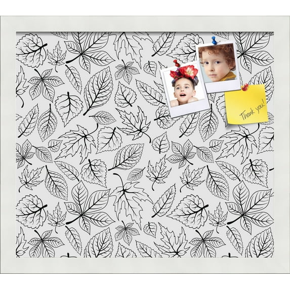 PinPix 16x14 Custom Cork Bulletin Board Floral design black Fallen Leaves Poster Board Has a Fabric Style Canvas Finish, Framed in Floral design black Fallen Leaves, by ArtToFrames (PinPix-179)