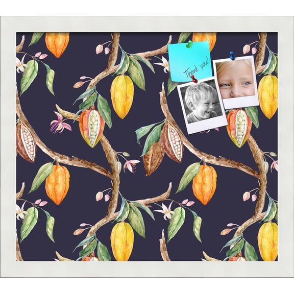 PinPix 16x14 Custom Cork Bulletin Board Fruit on Vine Black Poster Board Has a Fabric Style Canvas Finish, Framed in Fruit on Vine Black, by ArtToFrames (PinPix-1896)