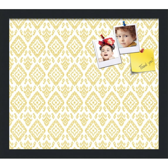 PinPix 16x14 Custom Cork Bulletin Board Ikat Vintage Gold Poster Board Has a Fabric Style Canvas Finish, Framed in Ikat Vintage Gold, by ArtToFrames (PinPix-1598)