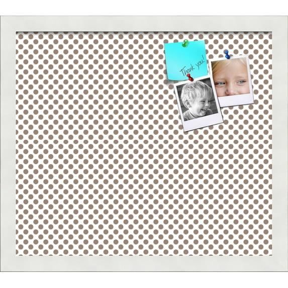 PinPix 16x14 Custom Cork Bulletin Board Light Brown Polka Dot Poster Board Has a Fabric Style Canvas Finish, Framed in Light Brown Polka Dot, by ArtToFrames (PinPix-502)