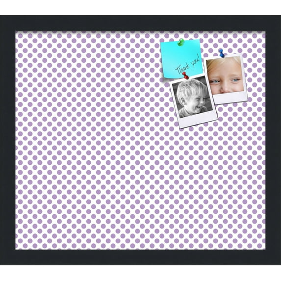PinPix 16x14 Custom Cork Bulletin Board Light Purple Dots Poster Board Has a Fabric Style Canvas Finish, Framed in Light Purple Dots, by ArtToFrames (PinPix-503)