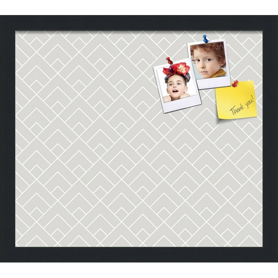PinPix 16x14 Custom Cork Bulletin Board Peaks Modern Pattern Grey Poster Board Has a Fabric Style Canvas Finish, Framed in Peaks Modern Pattern Grey, by ArtToFrames (PinPix-1794)