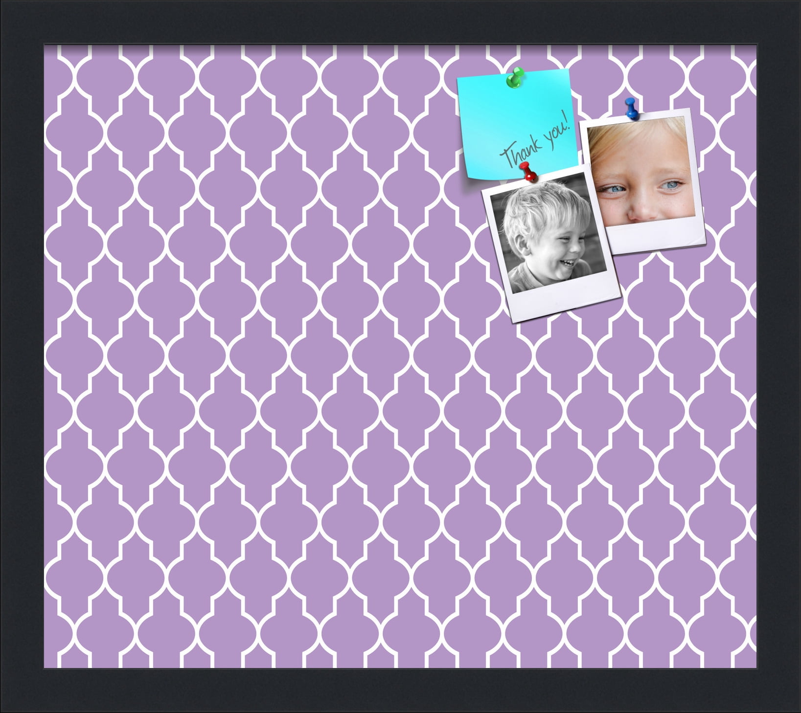 PinPix Custom Cork Bulletin Board - Quatrefoil Aqua Design, White Frame, 20x16 Inches
