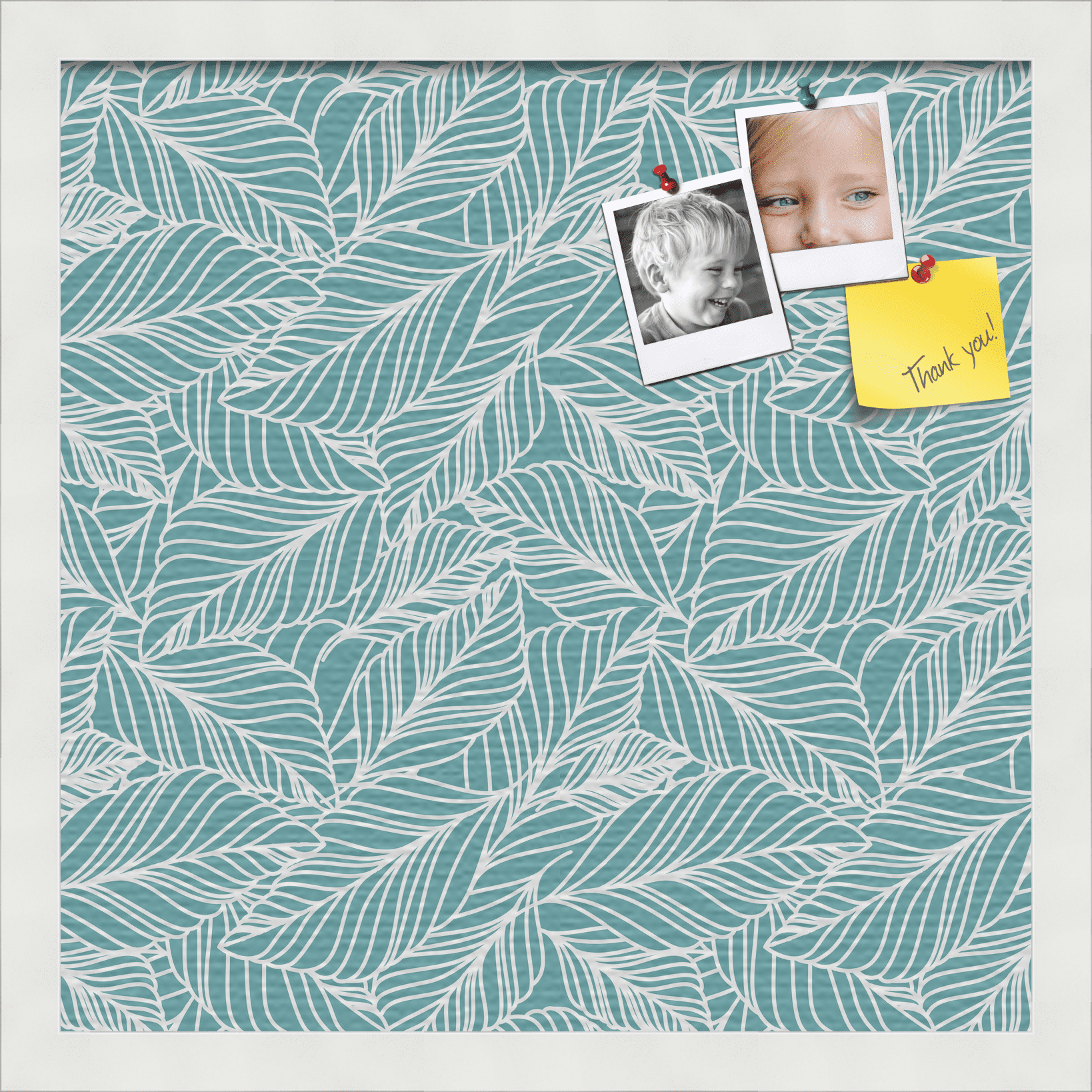 PinPix 16x16 Custom Cork Bulletin Board Aqua White Poster Board Has a Fabric Style Canvas Finish, Framed in Aqua White, by ArtToFrames (PinPix-1871)