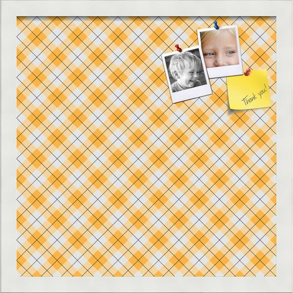 PinPix 16x16 Custom Cork Bulletin Board Argyle Orange Poster Board Has a Fabric Style Canvas Finish, Framed in Argyle Orange, by ArtToFrames (PinPix-636)
