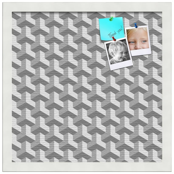 PinPix 16x16 Custom Cork Bulletin Board Baus Grey White Poster Board Has a Fabric Style Canvas Finish, Framed in Baus Grey White, by ArtToFrames (PinPix-1514)