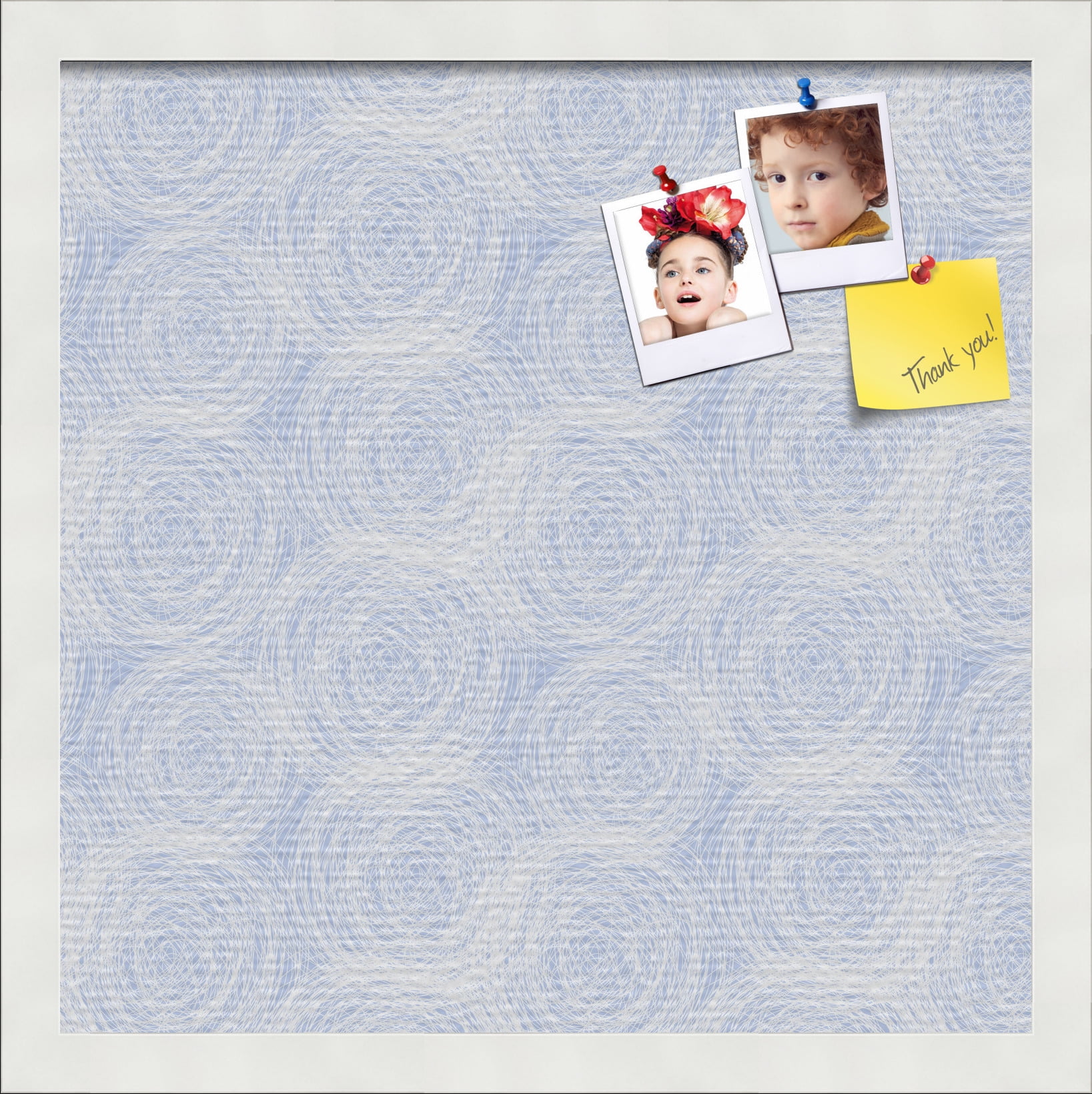 PinPix 16x16 Custom Cork Bulletin Board Circles Sketch Mill White Poster Board Has a Fabric Style Canvas Finish, Framed in Circles Sketch Mill White, by ArtToFrames (PinPix-1927)