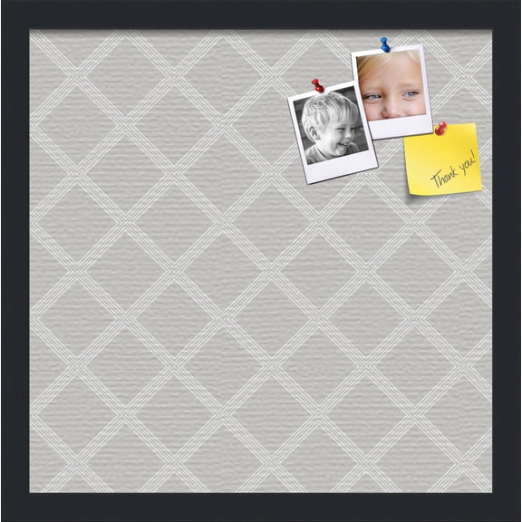 PinPix 16x16 Custom Cork Bulletin Board Diamond Modern Pattern Grey Poster Board Has a Fabric Style Canvas Finish, Framed in Diamond Modern Pattern Grey, by ArtToFrames (PinPix-1802)
