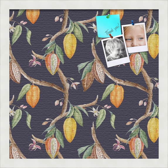 PinPix 16x16 Custom Cork Bulletin Board Fruit on Vine Black Poster Board Has a Fabric Style Canvas Finish, Framed in Fruit on Vine Black, by ArtToFrames (PinPix-1896)