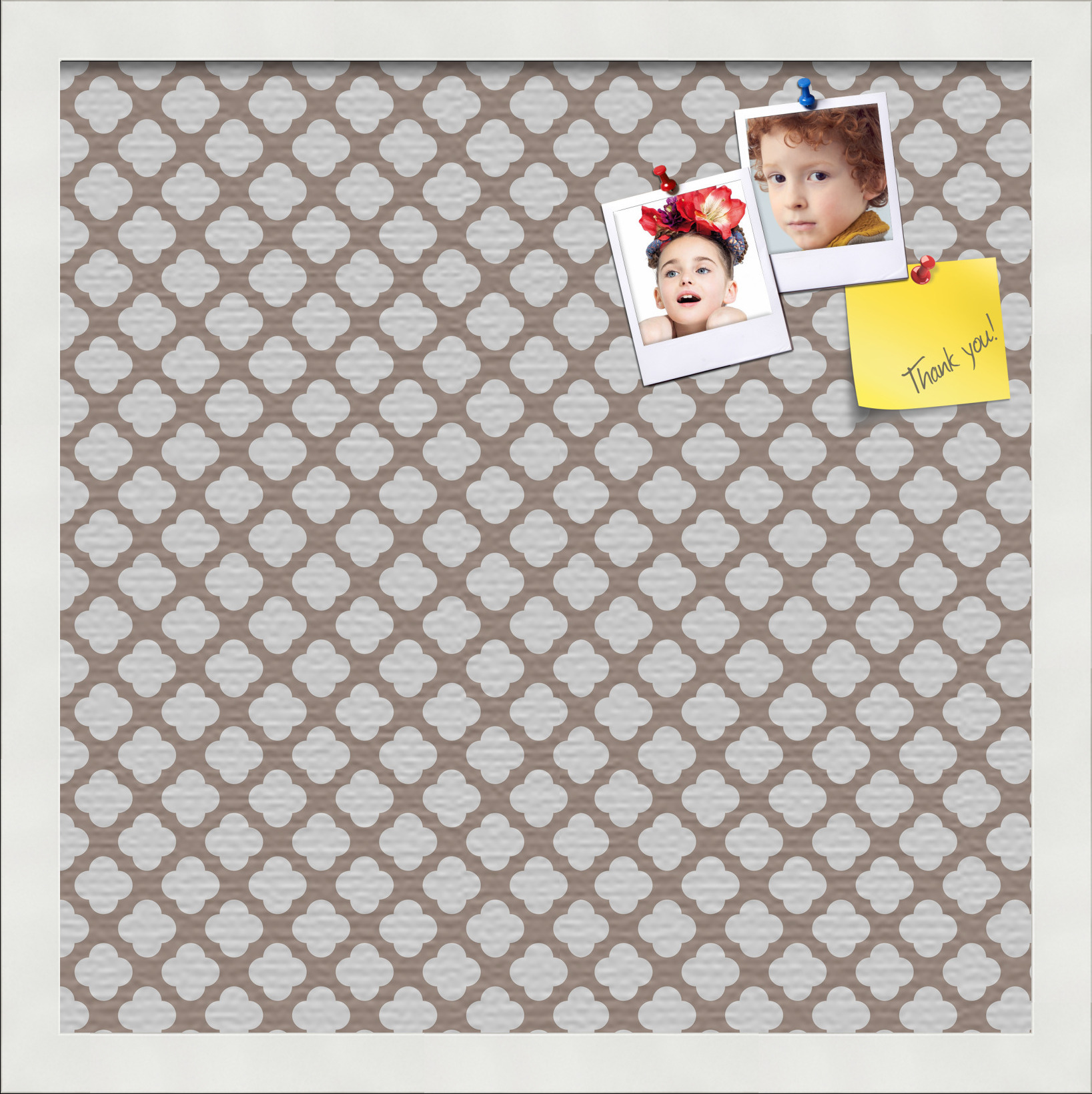 PinPix 16x16 Custom Cork Bulletin Board Light Brown Clover Poster Board Has a Fabric Style Canvas Finish, Framed in Light Brown Clover, by ArtToFrames (PinPix-540)