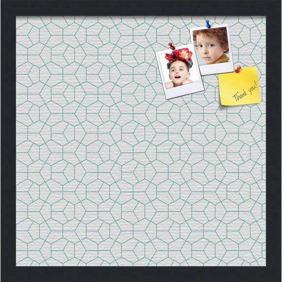 PinPix 16x16 Custom Cork Bulletin Board Modeco Hex Aqua Poster Board Has a Fabric Style Canvas Finish, Framed in Modeco Hex Aqua, by ArtToFrames (PinPix-1540)