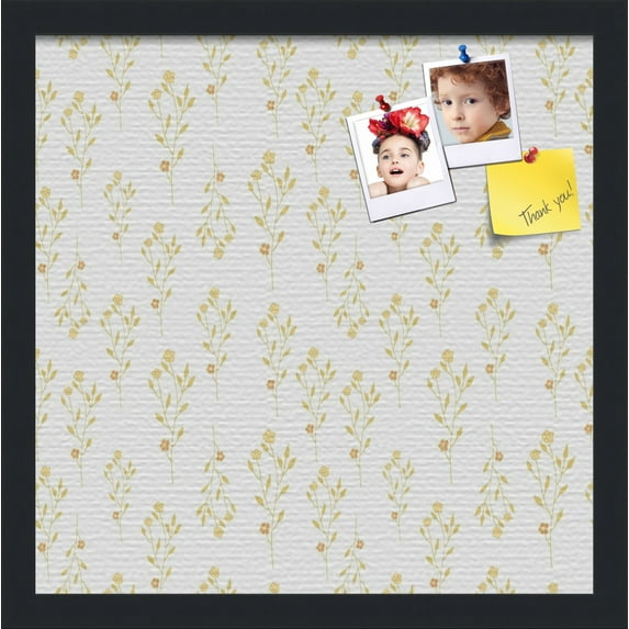 PinPix 16x16 Custom Cork Bulletin Board Vintage Botanical Gold Poster Board Has a Fabric Style Canvas Finish, Framed in Vintage Botanical Gold, by ArtToFrames (PinPix-1593)
