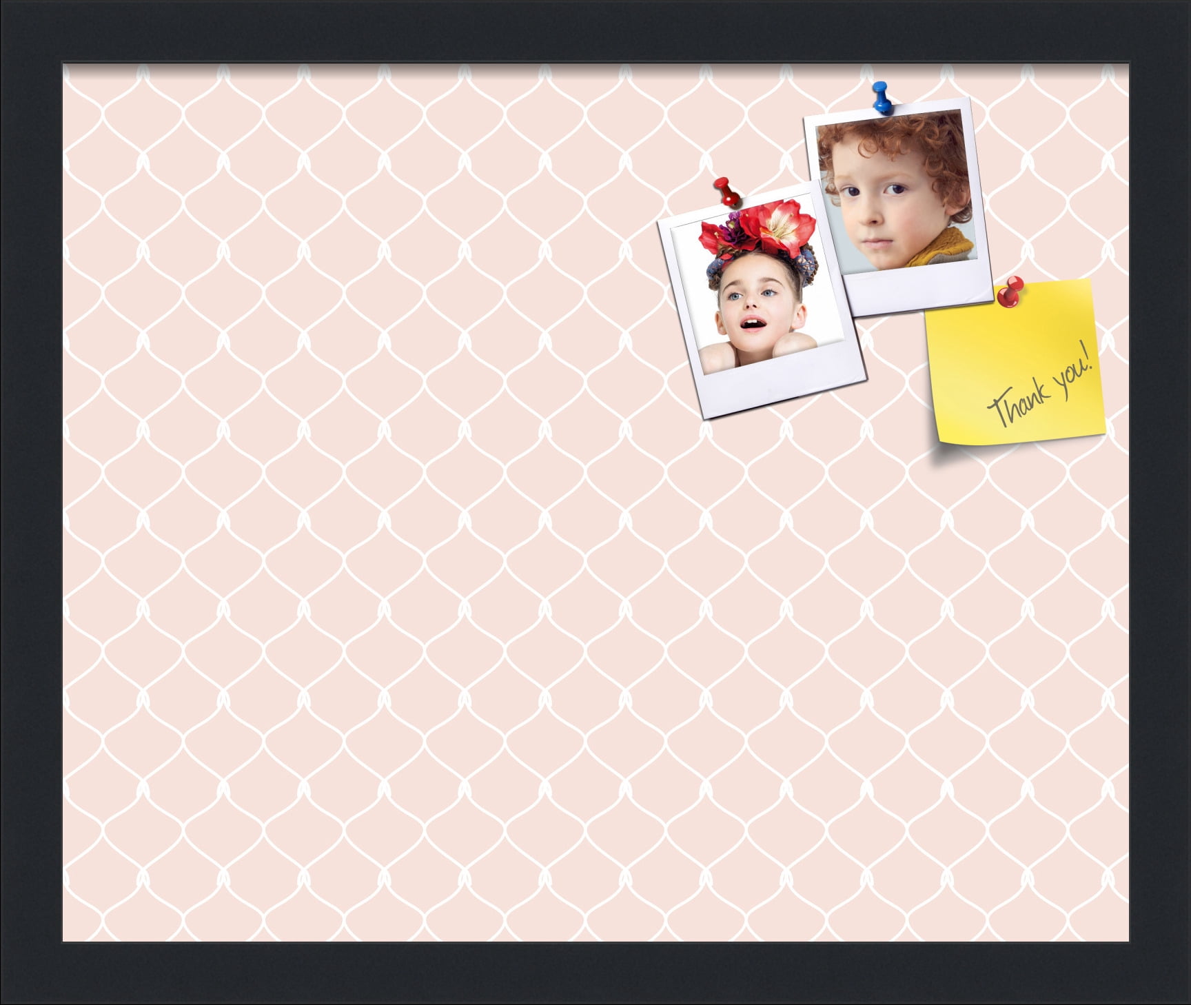 PinPix 17x14 Custom Cork Bulletin Board Baby Pink Chain Poster Board Has a Fabric Style Canvas Finish, Framed in Baby Pink Chain, by ArtToFrames (PinPix-575)