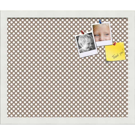 PinPix 17x14 Custom Cork Bulletin Board Brown Polka Dot Poster Board Has a Fabric Style Canvas Finish, Framed in Brown Polka Dot, by ArtToFrames (PinPix-501)