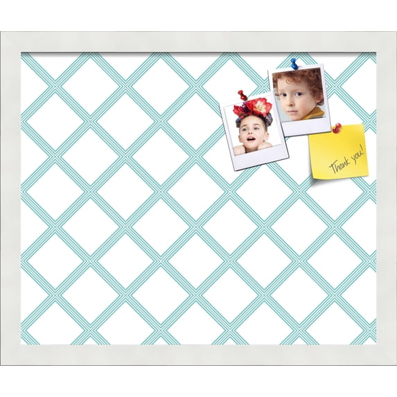 PinPix 17x14 Custom Cork Bulletin Board Diamond Modern Pattern Aqua Poster Board Has a Fabric Style Canvas Finish, Framed in Diamond Modern Pattern Aqua, by ArtToFrames (PinPix-1798)