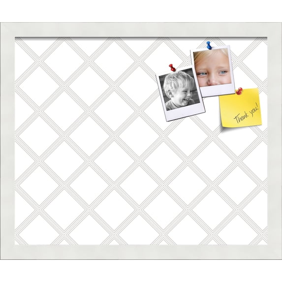 PinPix 17x14 Custom Cork Bulletin Board Diamond Modern Pattern Grey White Poster Board Has a Fabric Style Canvas Finish, Framed in Diamond Modern Pattern Grey White, by ArtToFrames (PinPix-1803)