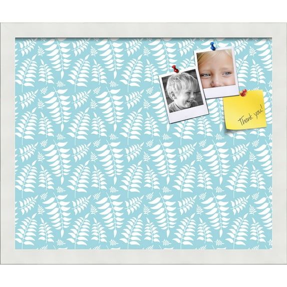 PinPix 17x14 Custom Cork Bulletin Board Fern Lt Blue Poster Board Has a Fabric Style Canvas Finish, Framed in Fern Lt Blue, by ArtToFrames (PinPix-1581)